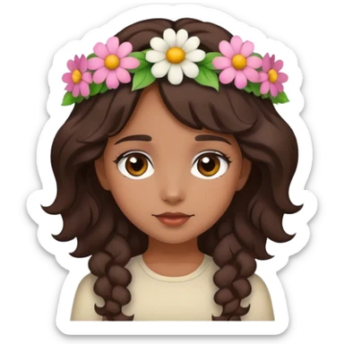 cute brown girl with dark brown wavy hair and brown eyes sticker
