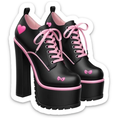 BLACKPINK-inspired gothic shoes, no hearts, black and pink, cute  sticker