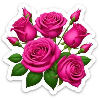 Roses fushia red bouquet sticker