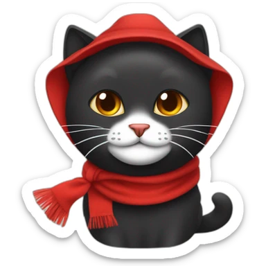 Gato negro con bufanda roja sticker