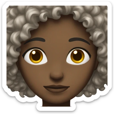 Female with brown curly hair, brown eyes, white skin and mid-size in weight sticker