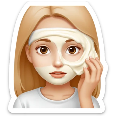 Girl with white yogurt covering her face  sticker