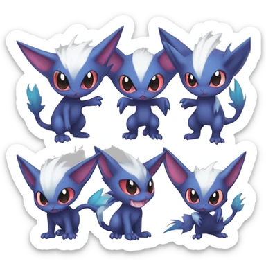 Edgy Cool Chibi Sneasel-Noibat-Absol-Pokémon-Fakémon-fusion-cat Full Body sticker