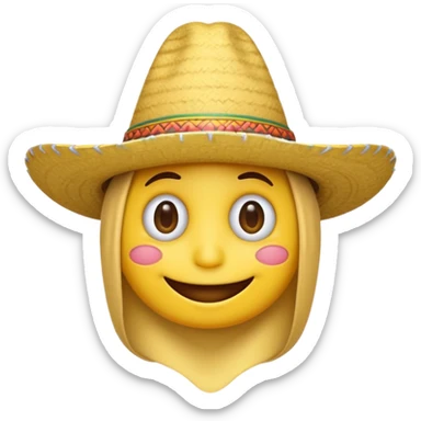 Circle yellow emoji smiling with drained eyes and sombrero  sticker