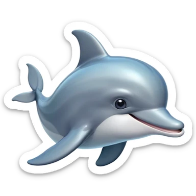 Cinematic Comical Bottlenose Dolphin Portrait Emoji, Head tilted dramatically with an exaggeratedly amused expression, featuring a sleek, shiny glossy body with wide, comically expressive eyes full of playful disbelief and a quirky, animated dorsal fin, Simplified yet hilariously expressive features, highly detailed, glowing with a slightly sassy aquatic glow, high shine, dramatic yet playful, stylized with an air of cheeky marine mischief, soft glowing outline, capturing the essence of a meme-worthy dolphin that looks ready to side-eye its way into viral fame! sticker