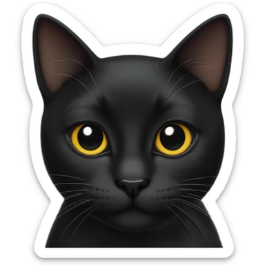 Black cat smirk face sticker