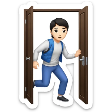 korean man escape door sticker