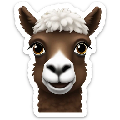 Dark Brown alpaca with a little bit of white on her forehead  sticker