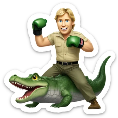 Steve Irwin boxing on a crocodile sticker