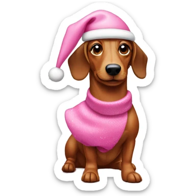 Wiener dog with pink Christmas sticker