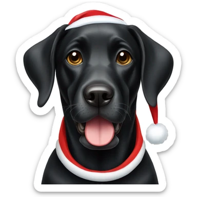 Black lab wearing Santa hat sticker