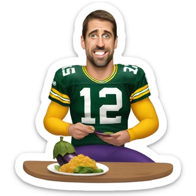 Aaron Rodgers eating an eggplant  sticker