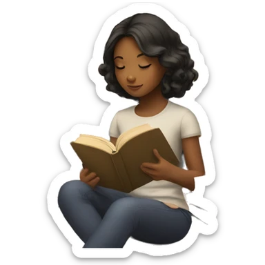 Girl reading book sticker