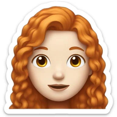 girl with long ginger hair and a pale white face and freckles sticker
