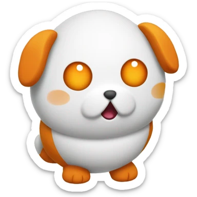 Create an emoji-style image of Clicky, the plush toy mascot with an orange map pin shape (hex code #EA5631), featuring a white round face and cute facial features sticker