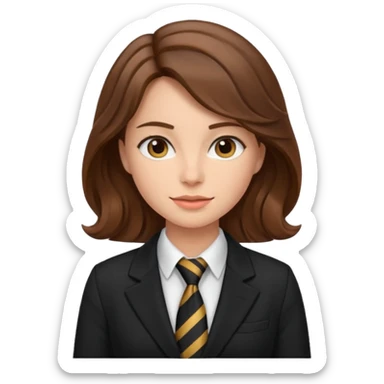 wavy brown haired woman with tie and blazer sticker