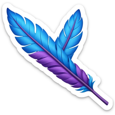 una pluma de ave morada con azul sticker