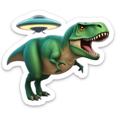 T-Rex flying a ufo sticker