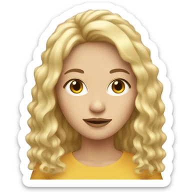 White women with curtain bangs and long golden hair sticker