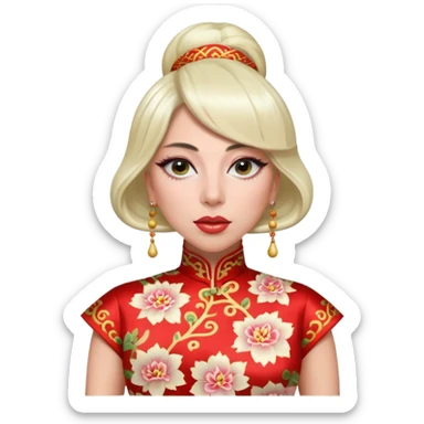 Lady Gaga, wearing cheongsam sticker
