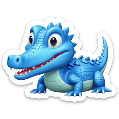"A stylized, high-detail 3D render of a small, cute blue crocodile from Disney Dreamlight Valley. " sticker