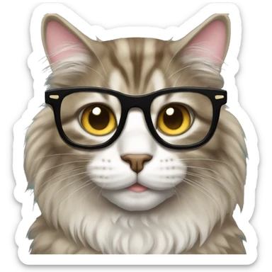 Mainecoon cat with glasses sticker