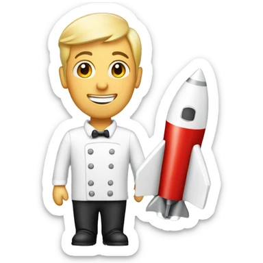 waiter with a rocket on his tray sticker