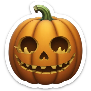 a Halloween pumpkin with skeleton hands takes root sticker