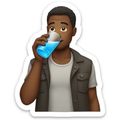 Man drink water sticker