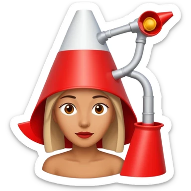 Woman with red funnel on head sticker