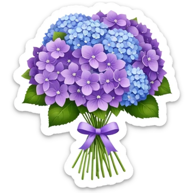 Flower bouquet with hydrangeas and baby’s breath  sticker