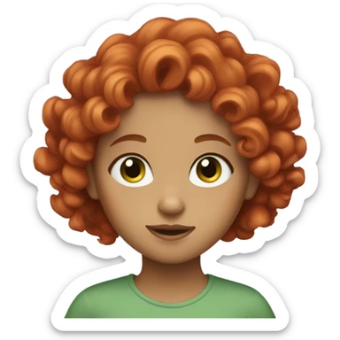 Girl with curly red hair and green eyes sticker