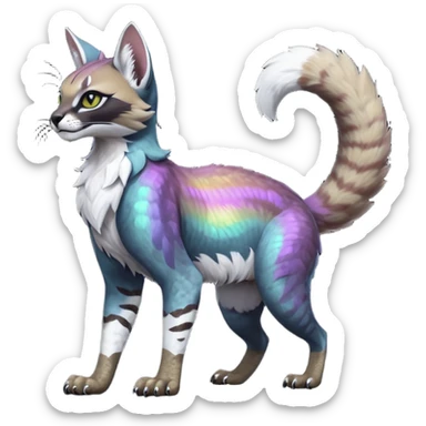 dark fruity white glorious iridescent divine exotic cool beautiful beautiful fantasy-caracal-civet-genet-sergal-vernid-Gryphon-Cacomistle-Trico-oncilla-animal-Fakémon-hybrid-fursona (full body) sticker