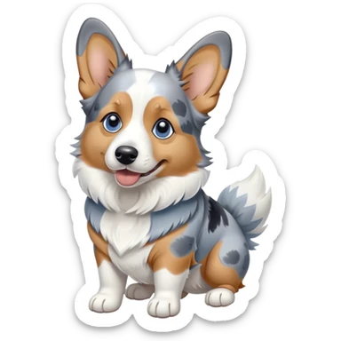 Blue Merle corgi splooting sticker