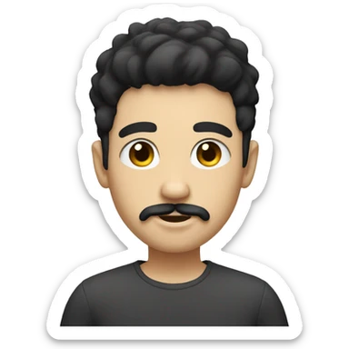 boy with goatee and neat mustache with short black hair and white skin sticker