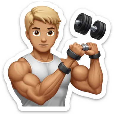 Arm curling dumbbell with veiny biceps sticker