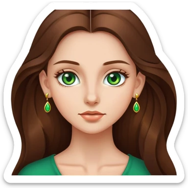 girl with long smooth hair, green eyes, earrings sticker