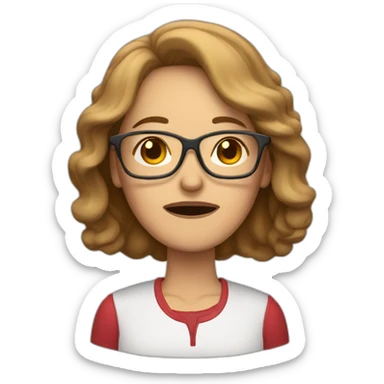 middle aged woman with light brown hair and red glasses crying sticker
