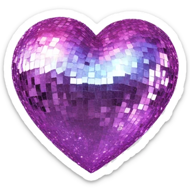 Glitter mirrorball heart sticker