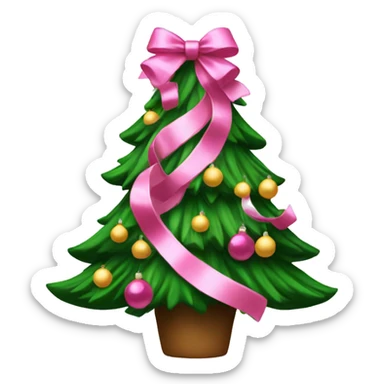 Christmas tree with pink bows sticker
