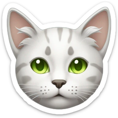 male cat with white hair and gray highlights with green eyes sleeping sticker