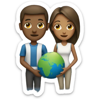 a couple holding a planet sticker