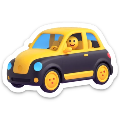 modern 3D emoji of a car covered with a transparent protective film sticker