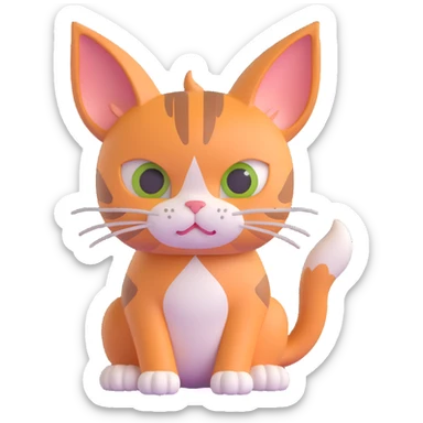 a sad cat with drooping ears, paws together in front, disappointed expression sticker