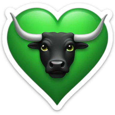 Bull heart green and black sticker