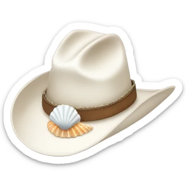 White cowgirl hat with seashell band sticker