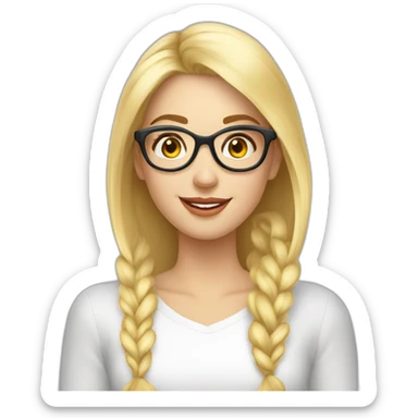 Femme adulte cheveux blanc lisse long lunette sticker