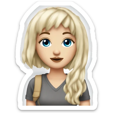 Beautiful Brunette blue eyed white girl with bangs with a cbd blunt in her hand  sticker