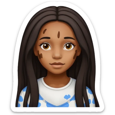 emoji of a black girl with vitiligo.she should have a lot of hair and vitiligo patches sticker