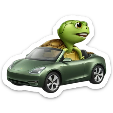 Paparazzi turtle driving tesla sticker